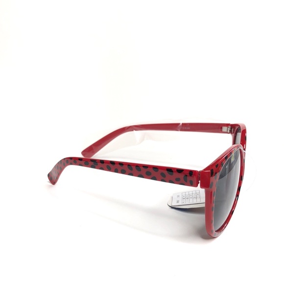 Red with Black Polka Dotted Design Sunglasses - Picture 2 of 3